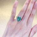 wholesale S925 Sterling Silver New Imported High Carbon Diamond 10*14mm Teardrop Emerald Green Ring for Women, European and American Style-0-3