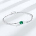 wholesale S925 Silver European and American Minimalist Geometric Cultured Emerald Bracelet, Light Luxury High-End Retro Women's Bracelet, Cross-Border Hot Purchase-0-1