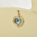 wholesale 18K Gold AU750 Vintage Style Mesh Design with Gemstone and Moissanite Pendant for Women-0-2