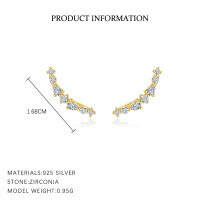 wholesale S925 Sterling Silver Fashionable And Minimalist Zirconia Inlaid Earrings For Women, Personalized Style, Light Luxury, And Exquisite Trendy Ear Accessories-E4682-Gold 925 Silver