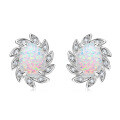 S925 Silver White Opal Earrings, Arched Design, Wholesale, Cross-border Live Sales-0-16