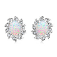S925 Silver White Opal Earrings, Arched Design, Wholesale, Cross-border Live Sales.-P style [Clearance Sale with Free Shipping]  925 Silver
