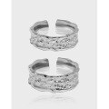 wholesale S925 Sterling Silver, uniquely designed irregular textured open ring for couples-0-0