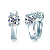 S925 Sterling Silver 1-Carat Moissanite Ear Cuffs, Minimalist & Versatile.-Sole diamond earrings [White Gold]  925 Silver