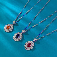 wholesale S925 adjustable silver clasp necklace rope with jadeite Buddha pendant inlaid high-grade jade circle-N426 pigeon blood red>925 silver