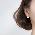 wholesale S925 Sterling Silver Forest-style Fresh Flower Ear Hooks Sweet and Elegant Lady Korean Version Small Four-Petal Flower Earrings G4368-0-2