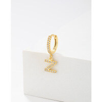 wholesale 925 Sterling Silver Amazon Cross-border Single Alphabet Earrings for Women, Fashion Hoop Ear Cuff, Versatile Ear Accessories-Z single>925 silver