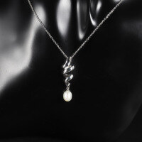 wholesale S925 Sterling Silver New Natural Freshwater Pearl Necklace with Personalized Design, Fashionable and Lightly Luxurious Collarbone Chain Pendant-Natural Black Freshwater Pearl Necklace 925 Silver