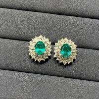 925 Silver Cultivated Paraiba Ring Lab-Grown Gem Source Factory Stock-2-carat Yttrium aluminum garnet earrings  S925 silver plated with gold