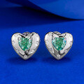 wholesale S925 Sterling Silver New Style 5*5mm Paraiba Heart-shaped Stud Earrings, Fashionable for Commuting, Live Stream Style, Available for Drop Shipping-0-0