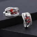 wholesale 925 Silver Inlaid Gemstone Earrings with a Sense of Design, Luxury, and High-End Natural Garnet Earrings, Prosperity Series-0-2