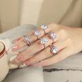 wholesale S925 Sterling Silver Oval Zirconia Women's Stackable Rings Wholesale Cross-Border, Does Not Fade-0-3