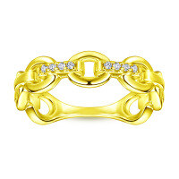 wholesale 925 Sterling Silver Rose Gold Plated Hollow Chain Minimalist Ring for Cross-Border E-Commerce in Europe and America, Niche Designer Silver Ring-Gold US size 9#