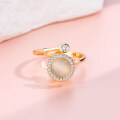 wholesale 925 Silver Cat's Eye Stone Rotating Openable Ring for Women, Light Luxury Fashion and Elegant Rotating Cat's Eye Stone Earrings-0-1