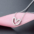 wholesale S925 Sterling Silver Korean New Creative Hollow-Out Personalized Heart Pendant Collarbone Chain, Fashion Minimalist Plain Silver Love Necklace for Women-0-1