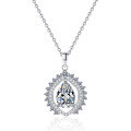 wholesale S925 Sterling Silver Pear Shape Moissanite Necklace for Women, Sunflower Teardrop Pendant Elegant and Sophisticated Collarbone Chain-0-4