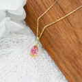 wholesale S925 gold-plated silver with natural white crystal and red corundum double-layer stone, elegant and compact Japanese-style pendant luxury necklace-0-1