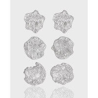 wholesale S925 Sterling Silver Geometric Irregular Lava Textured Concave-Convex Small Earrings for Women-ET621 [with sterling silver ear plugs]  925 silver
