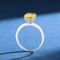 S925 Silver French Luxury Style Oval Pink Diamond Ring-Yellow Diamond  Hong Kong No. 13#