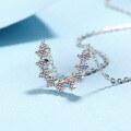wholesale S925 Sterling Silver Women's Moissanite Necklace with U-Shaped Row Pendant, Simple and Elegant High-End Valentine's Day Gift-0-1