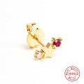 wholesale S925 Sterling Silver Zodiac Birthstone Star Stud Earrings with Diamonds-0-8