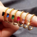 wholesale S925 Sterling Silver Ring Light Luxury Minimalist Ring Niche Colored Zircon Gold Ring Women Cross-border Supply Jewelry Wholesale-0-1