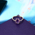 wholesale 9K Gold Yili Jewelry Small Wave Amethyst Ring for Women, One-Click Dropship Minimalist Versatile Square Hand Accessory-0-3