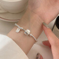 wholesale S925 Sterling Silver Round Bead Letter Lutong Bracelet for Women, Korean Summer New Edition High-end Niche Versatile Hand Accessory-0-2