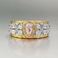 wholesale S925 Silver with Pink Diamond 3*5mm Pear-Shaped Electroplated Gold Ring for Daily Wear, Fashionable and Minimalist Jewelry-R995 Pink Diamond No. 9