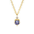 wholesale 9K Gold Japanese Minimalist Style Tanzanite Necklace, Yili Jewelry Spring New Collection Wholesale-0-4