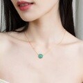 wholesale Metal material minimalist fashion green donut women's necklace elegant Korean-style cross chain malachite personality necklace wholesale-0-1