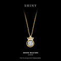 S925 Sterling Silver Crown Pendant Necklace with Moissanite-0-5