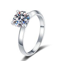 S925 Silver Cross-Border Four-Prong Moissanite Wedding Ring, 1-Carat Live Stream Wholesale-6.5mm high-carbon stone (Hong Kong port)  No. 18