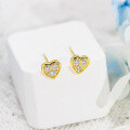 wholesale 10K Gold Japanese Sweet Forest-style Heart-shaped Moissanite Stud Earrings/Necklace Versatile Wholesale from Manufacturer-0-2