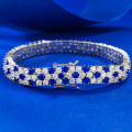wholesale S925 Sterling Silver Fully Pavé Royal Blue Diamond Bracelet, New Fashion Ins Style for Elegant Women-0-0