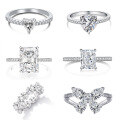 wholesale S925 Sterling Silver High-Carbon Diamond Butterfly Ring, Premium Ins Style Proposal Engagement Jewelry-0-1