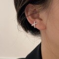 wholesale S925 Sterling Silver Geometric Cross Stone-Studded Earrings for Women, High-End Elegant Ear Accessories, Simple and Chic-0-0