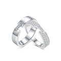 Sterling Silver Moissanite Couple's Rings, Minimalist Wedding Proposal Bands-0-3