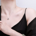 Sterling Silver Moissanite Lucky Clover Pendant Necklace-0-1