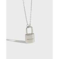 wholesale S925 Sterling Silver Korean Version Unique Heart Lock Pendant Collarbone Necklace Chain Accessory for Students Women's Silver Jewelry-Platinum 925 silver