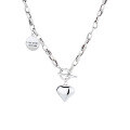 wholesale S925 Sterling Silver Individually Designed Round Pendant with English Inscription, 3D Interlocking Heart OT Clasp Collarbone Necklace-0-4