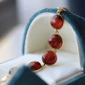wholesale S925 Silver New Natural Purifying Blood Amber Multi-Bead Bracelet with Blood Amber Cabochon Small Design-0-2