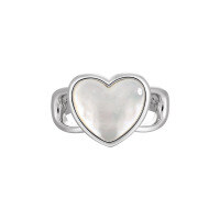 wholesale S925 Sterling Silver 366 Natural Love Mother-of-Pearl Shell Ring for Women, High-End Sense, Small and Personal, Ins-style Heart-shaped Silver Ring-Platinum [No. 15/Adjustable] Opening adjustable