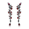 wholesale S925 Silver Italian Craft Designer Earrings with High-End Jewelry Feel, Inlaid with Natural Garnet Ear Drops-0-4