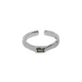 wholesale S925 Sterling Silver Korean Version Minimalist Design Micro-Paved Zircon Textured Open Ring for Women-0-6