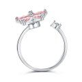 wholesale S925 Sterling Silver Euro-American Cross-Border INS Style Diamond-Inlaid Peach Blossom Stress-Relief Rotating Series Versatile Design Women's Ring-0-4