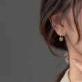 wholesale S925 Sterling Silver Retro Chinese Style Hetian Jade Light Bead Ear Hoops Forest Temperament Elegant Ear Clasp M01443-0-1