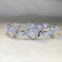 wholesale New 925 Silver 1-Carat Heart-Shaped Yellow Diamond Bracelet for Women, Fully Paved with Diamonds, Fashionable and Versatile-B093 Yellow Diamond Bracelet>18cm
