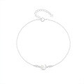 wholesale S925 Sterling Silver with Diamond Accents and Opal Crescent Moon Adjustable Ankle Chain-0-4