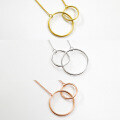 wholesale S925 Sterling Silver YH003 Korean Style Double Circle Pendant Minimalist High-End Polished Silver Necklace Set-0-1